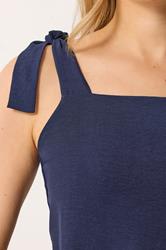 LTS Tall Women's Navy Blue Tie Detail Midi Sundress | Long Tall Sally 4