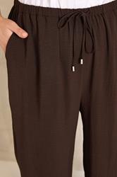 EVANS Plus Size Chocolate Brown Tie Waist Wide Leg Trousers | Evans 4