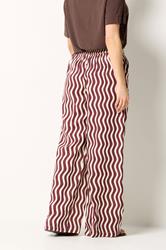 LTS Tall Burgundy Red Wavy Print Wide Leg Trousers | Long Tall Sally 2
