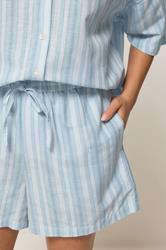 PixieGirl Petite Women's Set Blue Stripe Cotton Shirt & Shorts | PixieGirl 6