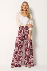 LTS Tall Women's Berry Red Paisley Linen Wide Leg Trousers | Long Tall Sally 1