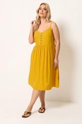 YOURS Plus Size Yellow Strappy Midi Sundress | Yours Clothing 1