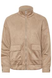 PixieGirl Petite chaqueta bomber de ante sintético marrón natural