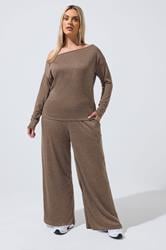 LIMITED COLLECTION Plus Size Natural Brown Off Shoulder Top | Yours Clothing 1