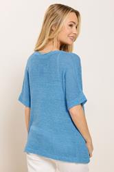 M&Co Blue Short Sleeve Tape Knit Cardigan | M&Co 2