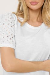 M&Co White Broderie Cotton Puff Sleeve Top | M&Co 4
