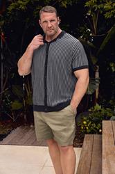 BadRhino Big & Tall Navy Blue Knitted Stripe Shirt | BadRhino 3