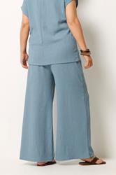 YOURS Plus Size Blue Wide Leg Textured Trousers | Yours Clothing 2