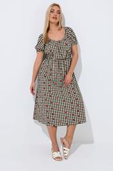 LIMITED COLLECTION Plus Size Black Strawberry Gingham Bardot Dress | Yours Clothing 3