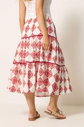 M&Co Ivory White Abstract Tile Print Maxi Skirt | M&Co 4