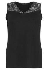M&Co Black Sleeveless Lace Insert Vest Top | M&Co 5