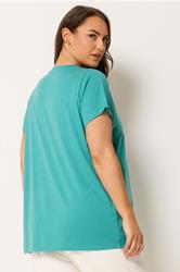 YOURS 3 PACK Plus Size Teal Blue & Pink Core T-Shirts | Yours Clothing 7