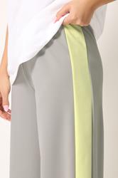 PixieGirl Petite Women's Grey Side Stripe Scuba Wide Leg Trousers | PixieGirl 4