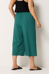 YOURS Plus Size Teal Textured Crop Trousers | Yours Clothing 2