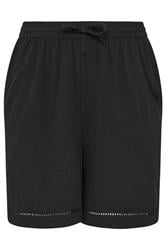 YOURS Curve Black Ladder Detail Shorts
