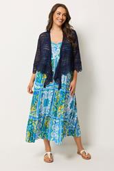 YOURS Plus Size Navy Blue Waterfall Cardigan | Yours Clothing 1
