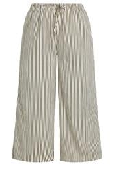 YOURS Curve Brown & White Striped Wide Leg Trousers