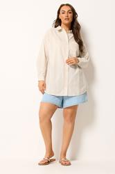 YOURS Plus Size Natural Brown Stripe Button Shirt | Yours Clothing 1