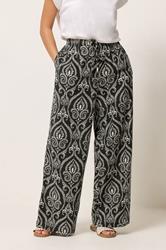 PixieGirl Petite Women's Black Tile Wide Leg Trousers | PixieGirl 2