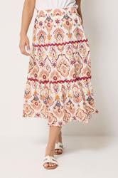 M&Co Petite Orange Abstract Print Maxi Skirt | M&Co 3
