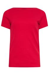 LTS Tall camiseta roja brillante de escote barco