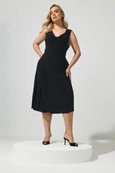 YOURS LONDON Plus Size Black Drape Front Midi Dress | Yours Clothing 3