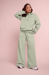PixieGirl Petite Women's Sage Green Button Collar Sweatshirt | PixieGirl 1