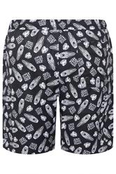 KAM Big & Tall Navy Blue Geometric Swim Shorts | BadRhino 4