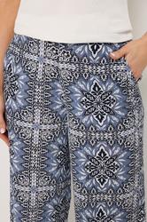 LTS Tall Women's Blue Tile Print Wide Leg Trousers | Long Tall Sally 4