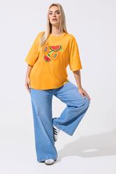 LIMITED COLLECTION Plus Size Orange Fruit Print T-Shirt | Yours Clothing 1