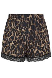 LIMITED COLLECTION Plus Size Brown Leopard Print Lace Hem Shorts | Yours Clothing 5
