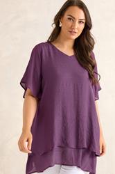 EVANS Plus Size Purple Double Layer Angel Top | Evans 3