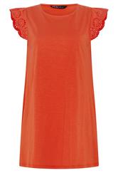 YOURS Curve Orange Broderie Frill Vest Top