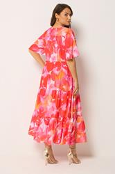 YOURS Plus Size Pink Tiered Floral Dress | Yours Clothing 4