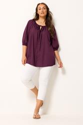 YOURS Plus Size Purple Button Through Top | Yours Clothing 1