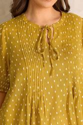 EVANS Plus Size Yellow Dobby Tie Neck Blouse | Evans 5
