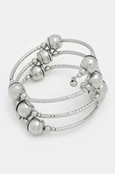 Silver Tone Bead Coil Stretch Bracelet | Yours Clothing 3
