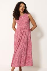 M&Co Red Floral Print Cotton Tiered Maxi Dress | M&Co 2