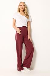 LTS Tall Women's Burgundy Red Side Stripe Cotton Wide Leg Leggings | Long Tall Sally 3