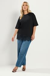 YOURS Plus Size Black Lace T-Shirt | Yours Clothing 1