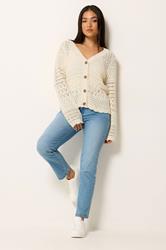 M&Co Petite Cream Crochet Button Through Cardigan | M&Co 1