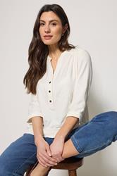 M&Co Ivory White Jacquard Detail Half Placket Shirt | M&Co 3
