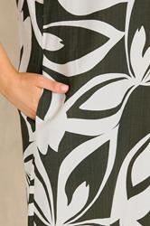 EVANS Plus Size Green Leaf Print Midi Shift Dress | Evans 5