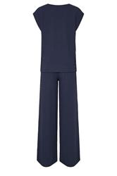 LTS Tall Women's Set Navy Blue Textured Top & Wide Leg Trousers | Long Tall Sally 6