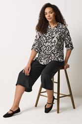 M&Co White & Black Ikat Print Tab Sleeve Shirt 3