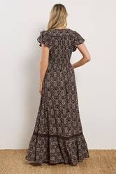 LTS Tall Women's Chocolate Brown Floral Button Maxi Dress | Long Tall Sally 2