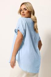 YOURS Plus Size Blue Dobby Textured Blouse | Yours Clothing 2