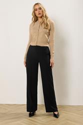 LTS Tall Women's Black Textured Seam Front Wide Leg Trousers | Long Tall Sally 3