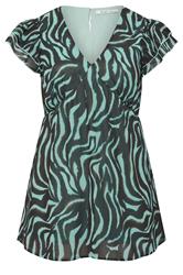 YOURS LONDON Plus Size Teal Blue Zebra Print Top | Yours Clothing 5