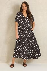 EVANS Plus Size Chocolate Brown Polka Dot Maxi Dress | Evans  1